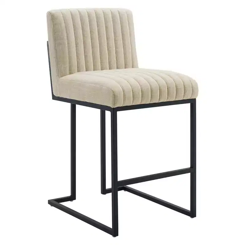 Indulge Channel Tufted Fabric Counter Height Barstool