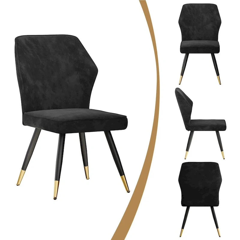 Mid Century Modern Dining Chairs Set of 2 - Faux Leather with Metal Legs