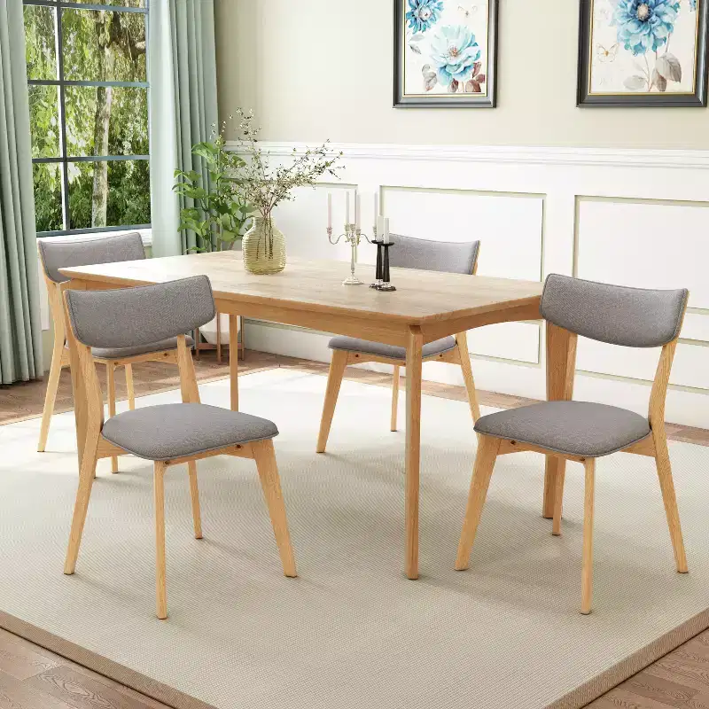 Christopher Knight Home Laila 5 Piece Mid-Century Modern Rubberwood Dining Set with Cushion