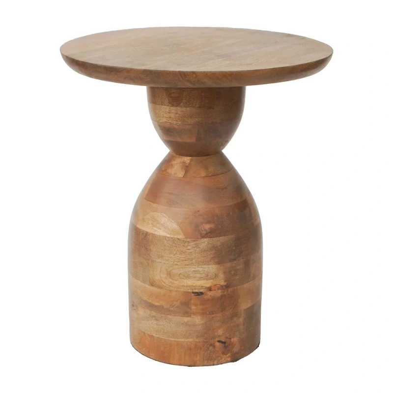 Mango Wood Hourglass Accent Table - 16 x 16 x 19