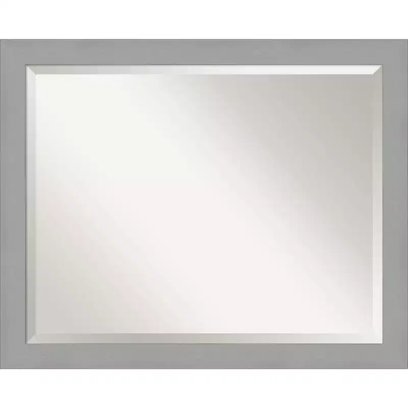 32" x 26" Brushed Nickel Framed Wall Mirror Silver