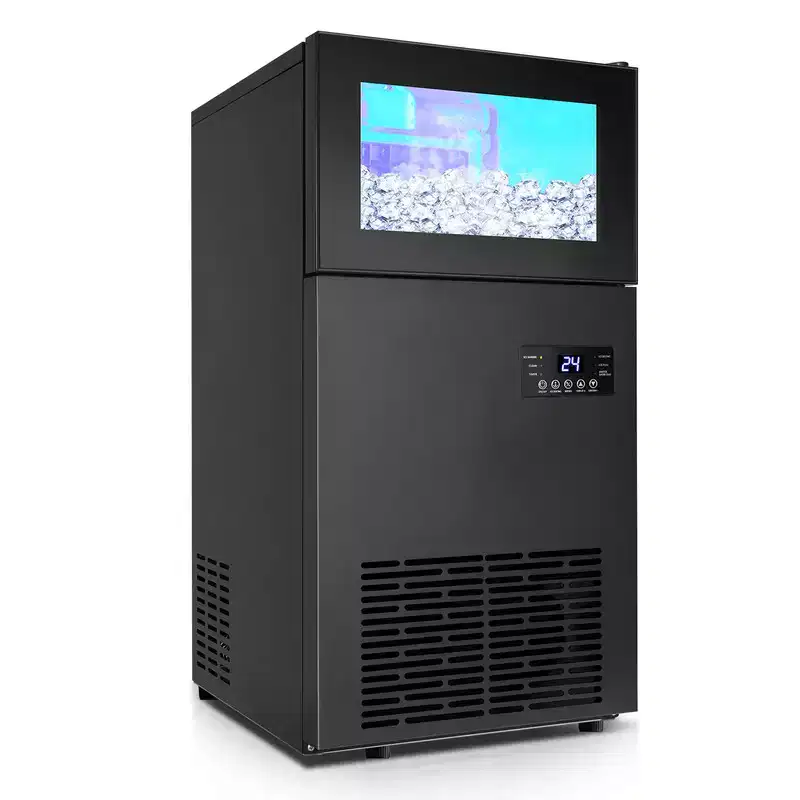 Hooure Built-in or Freestanding Ice Maker Undercounter, Household & Commercial 130Lbs/24H Black