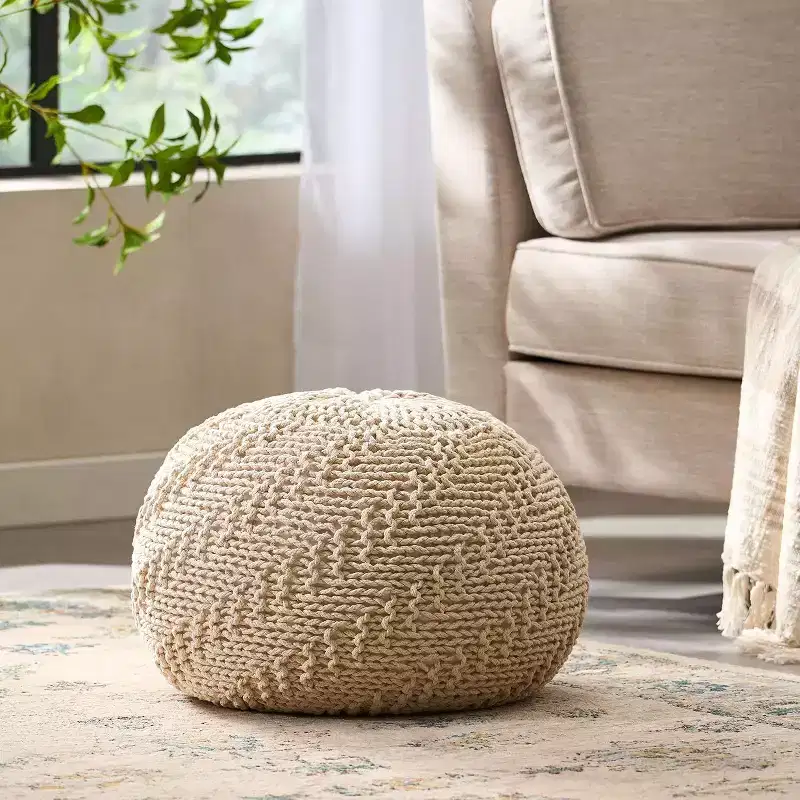 Okak Bean Bag Chair Woven Bean Bag Chair Comfy Floor Chair with Memory Foam Filler, Sofa Chair for Living Room, Bedroom
