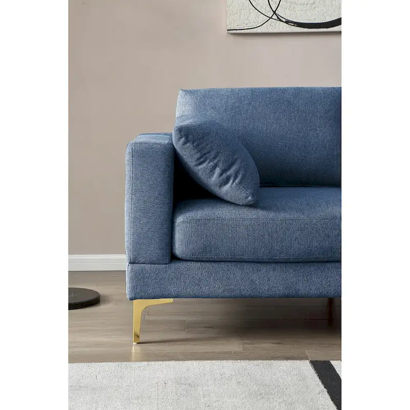Christopher Knight Home - Beige L-Shape Sectional Sofa with Gold Metal Legs and Ottoman