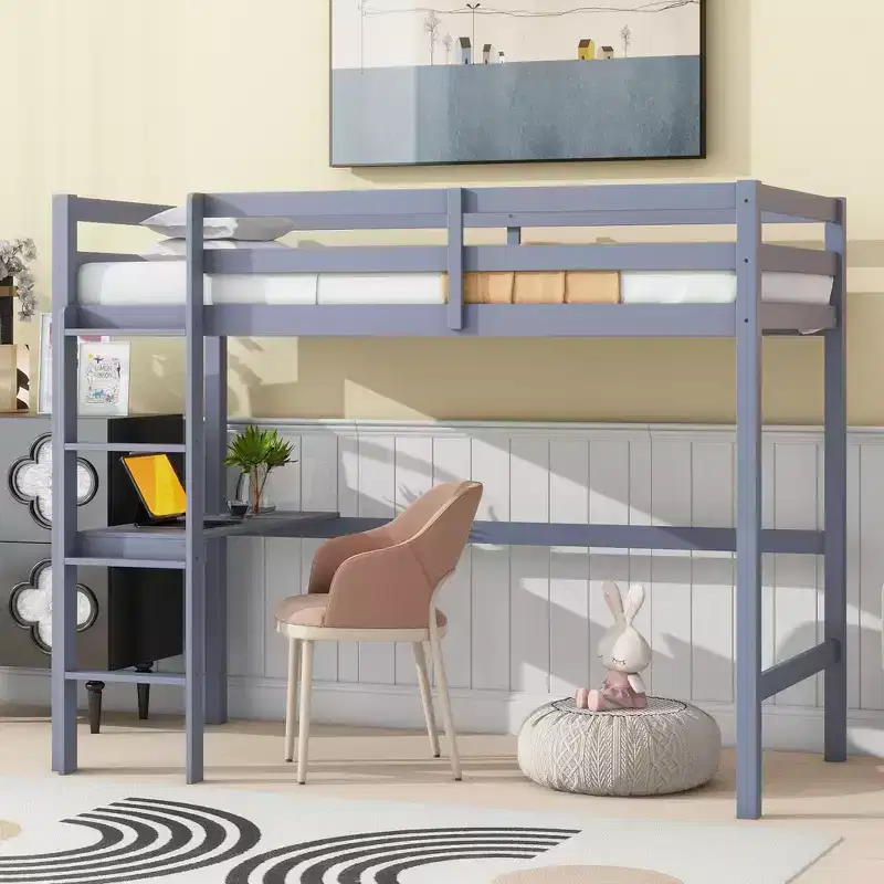 Twin Bunk Bed Safety Rail No Box Spring Needed Solid Pine Wood