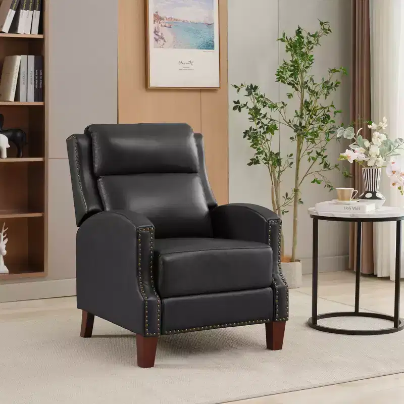Black / Navy / Rose Red / Yellow Pushback Recliner Chair – Faux Leather, Single Seat