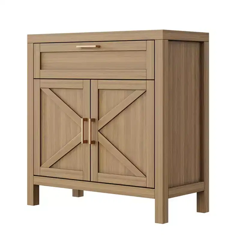 1 Drawer and 2 Doors,Storage Cabinet, Modern Sideboard Buffet Cabinet with Adjustable Shelf,