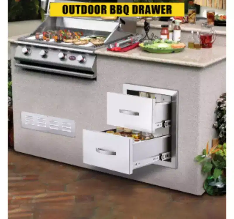 2-Drawer Stainless Steel Storage Cabinet, 14x23x15H inch, 7-Layer Corrugated Carton, with Ventilation Panels, Upper & Lower Design