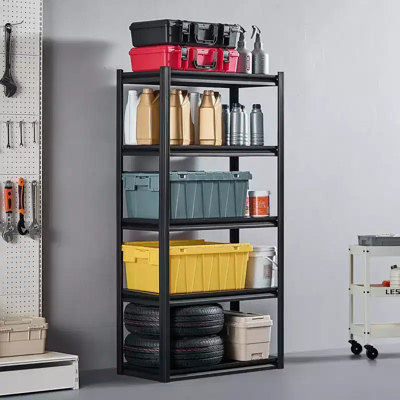 Storage Shelves, 2000lbs, 5 Tier Garage Storage Shelving, 16 Dx32Wx63 H Adjustable Metal Shelves for Garage Shelves Utility Rack Shelf,Black