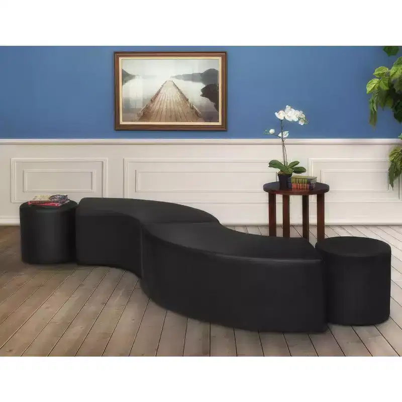 Regency,Logan Round Vinyl Ottoman (Set of 2)