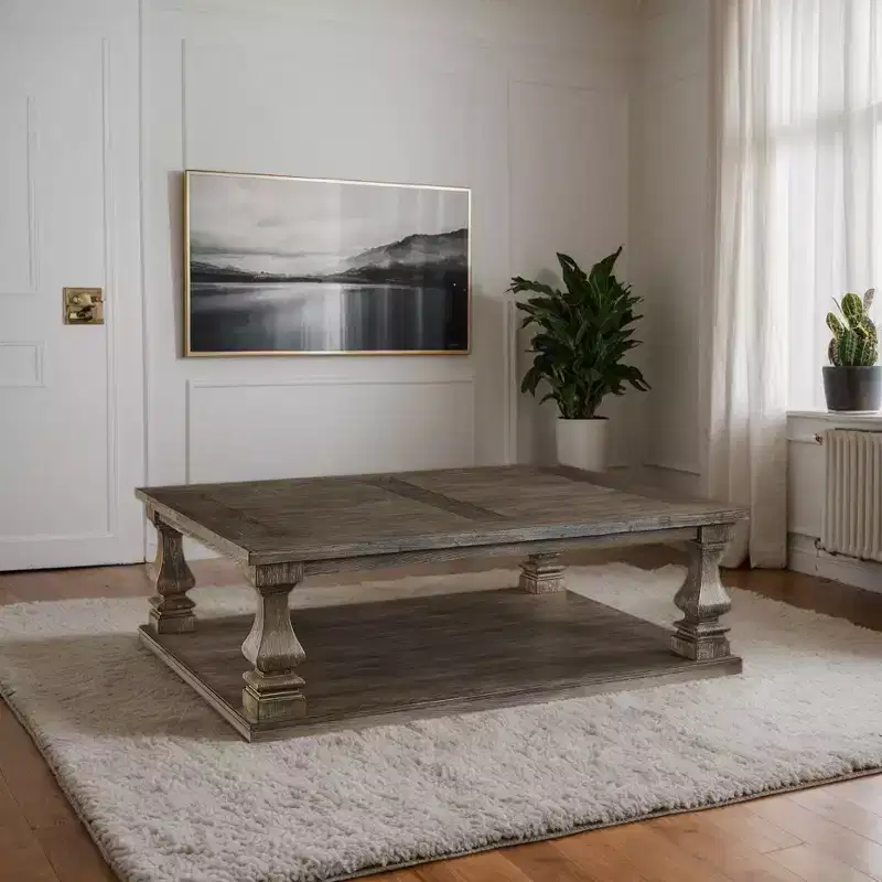 Johnelle Rectangular Cocktail Table Gray: Elm Veneer, Storage Shelf - Signature Design by Ashley