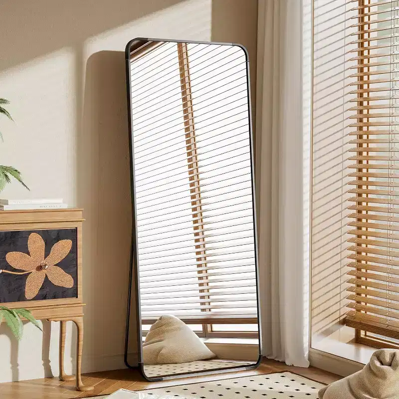 65 x 24 Full Length Mirror with Rounded Corners, Floor Mirror for Standing, Hanging or Leaning in Bedroom or Dressing Room