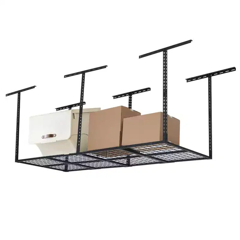 3X8 Ft Heavy Duty Garage Storage Rack, Metal Garage Storage Organization Systerm, Adjustable Ceiling Storage Racks, 600 LBS Weight Capacity