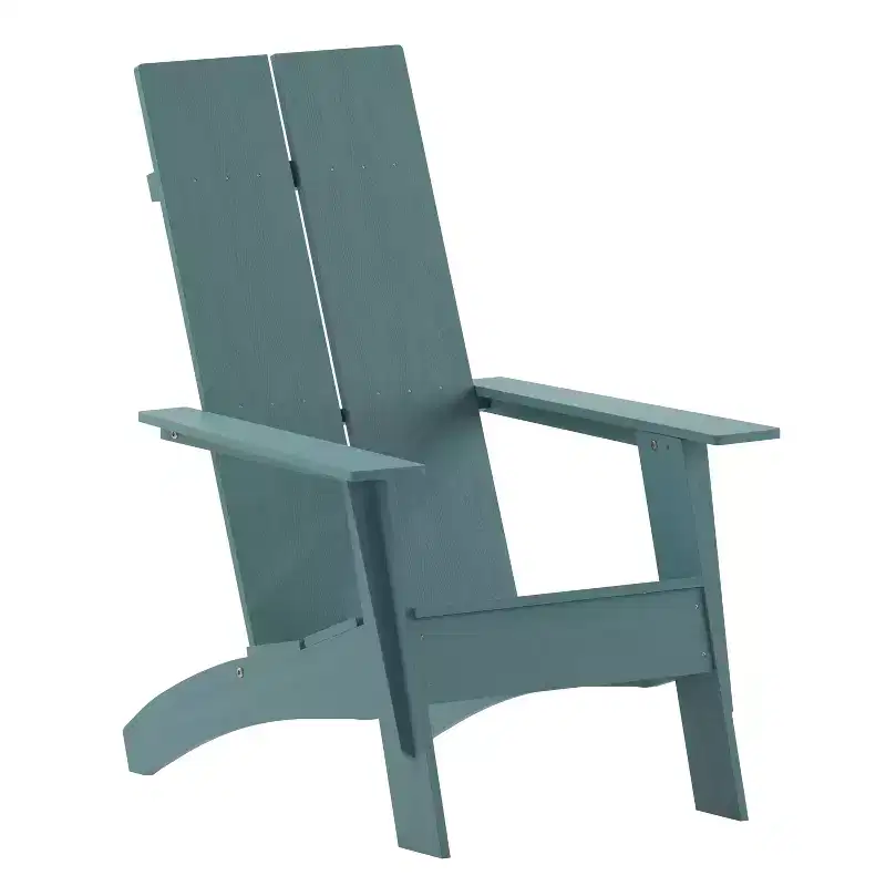 Merrick Lane Modern 2 Slat Back All-Weather Poly Resin Wood Adirondack Chair