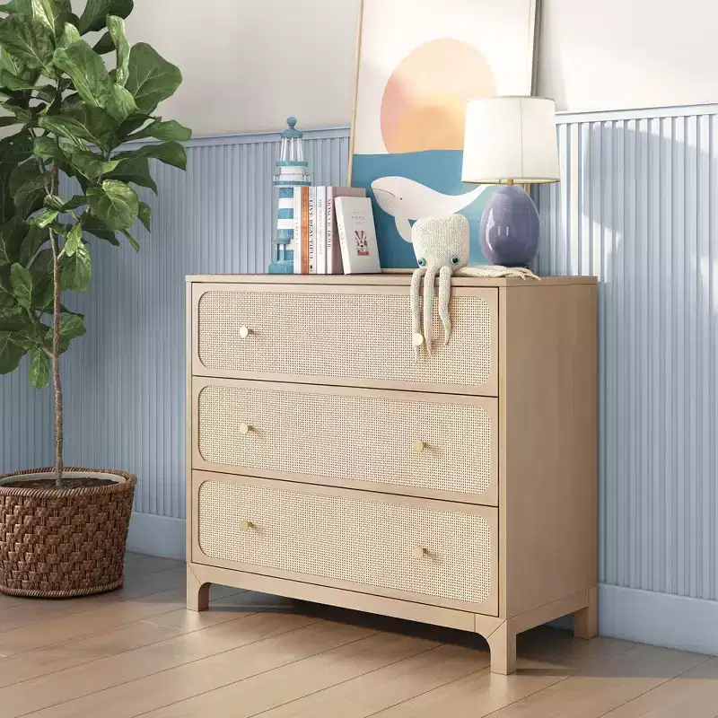Elio/Rattan 3 Drawer Dresser