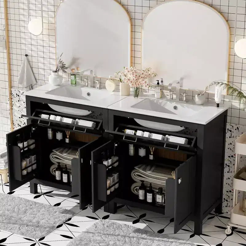 60-Inch Double Sink Bathroom Vanity with Cabinet