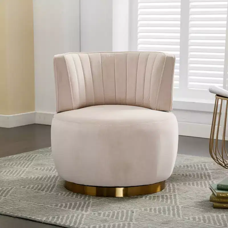 Round Armchair: Swivel, Velvet, Living Room