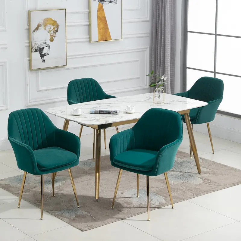 AVAWING Upholstered Velvet Dining Chairs Accent Arm Chairs Set of 4