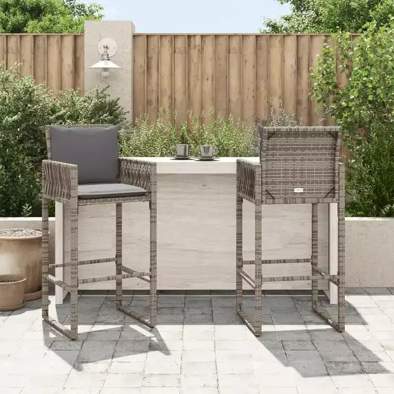 vidaXL Garden Bar Stool PE rattan, powder-coated steel, 100% polyester