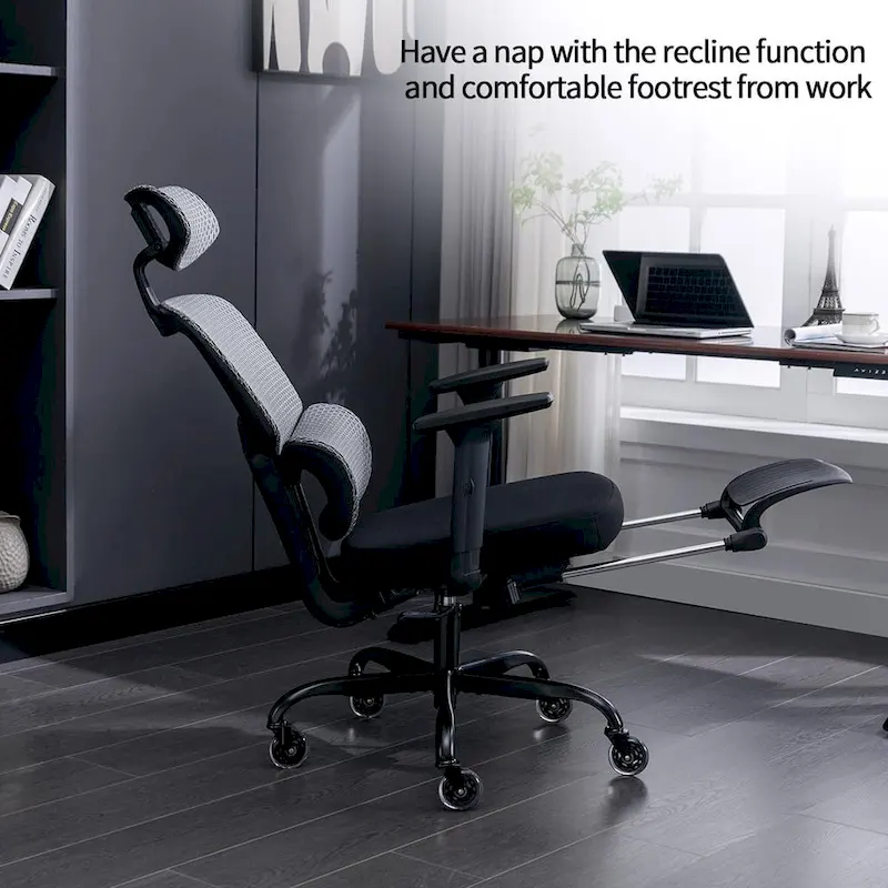 Ergonomic Mesh Office Chair with Footrest and Lumbar Support
