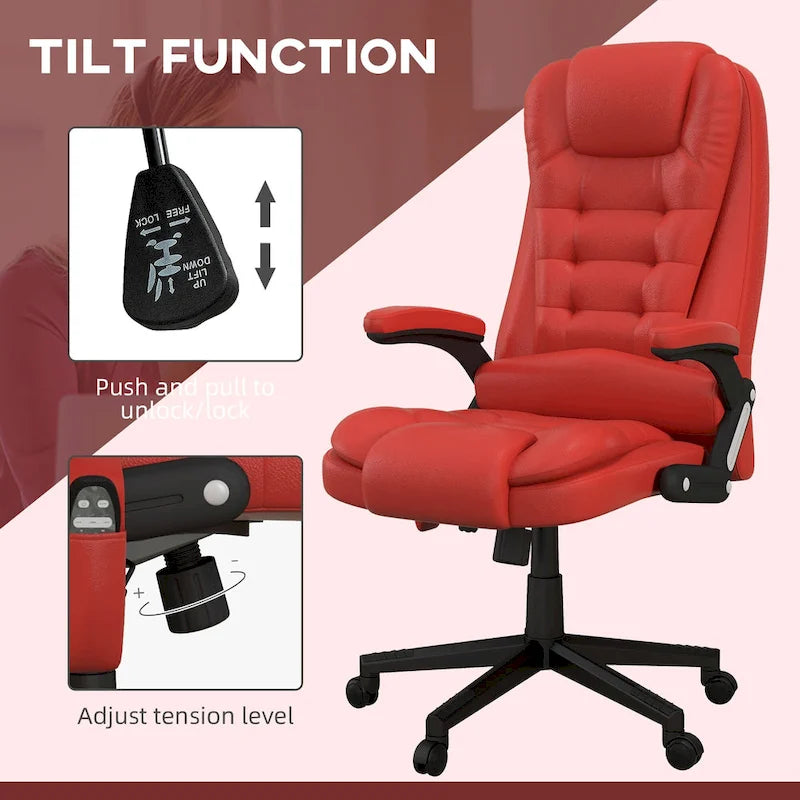 High Back Vibration Massage Office Chair with 6 Vibration Points, Beige