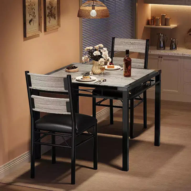 CuisinSmart Dining Table Set for 4, Dining Room Table Set for 4 with Upholstered Chairs, Kitchen Table Chairs Set of 4 with Corner Protector