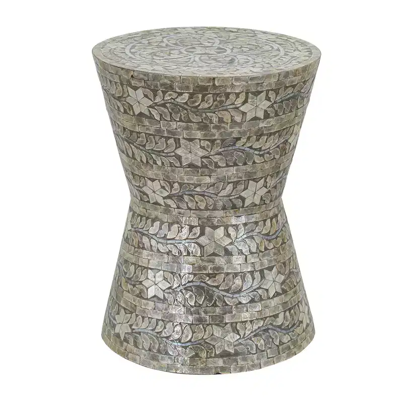 Tapered Garden Capiz Stool Accent Side Table D14x19