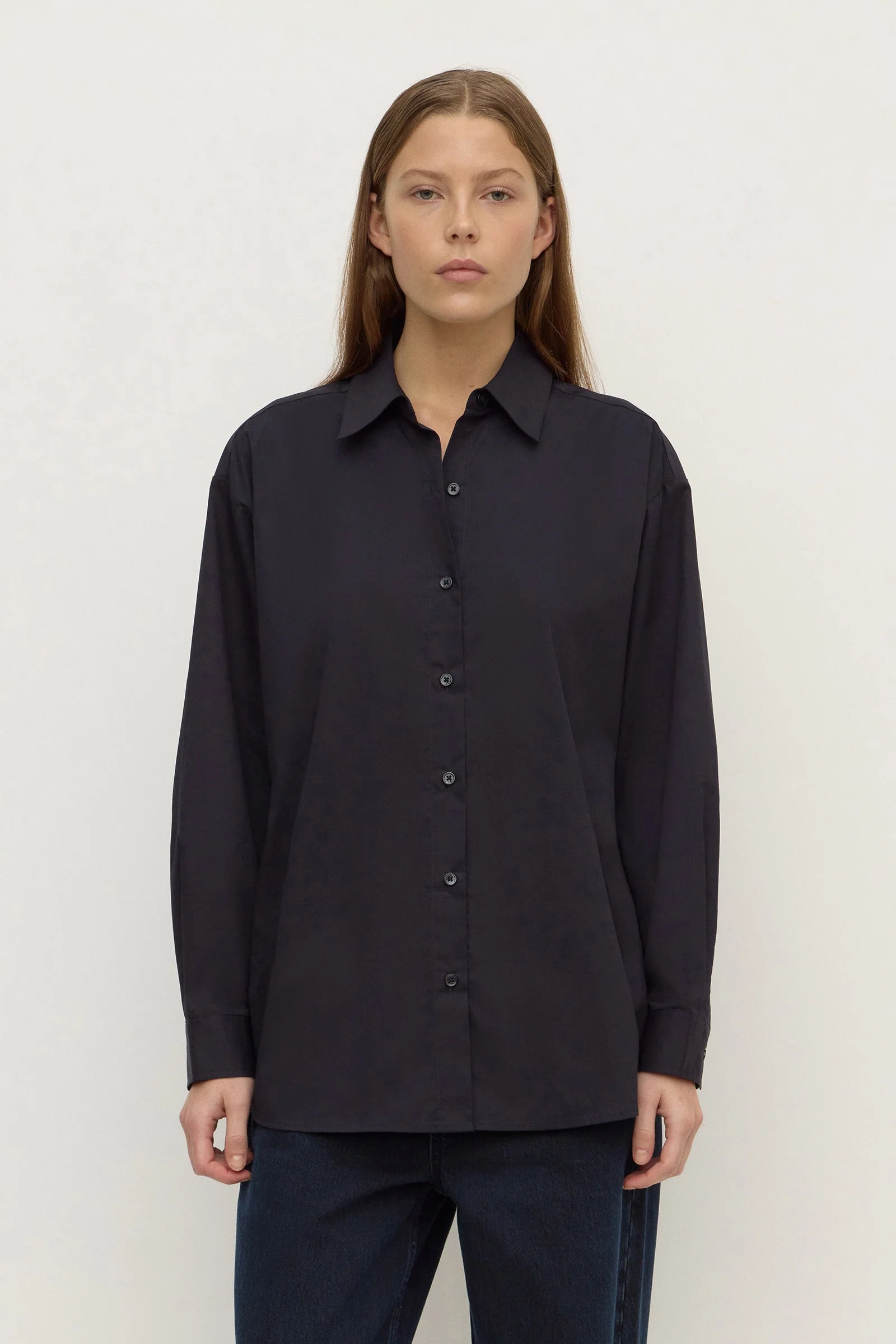 True Navy Cotton Poplin Shirt