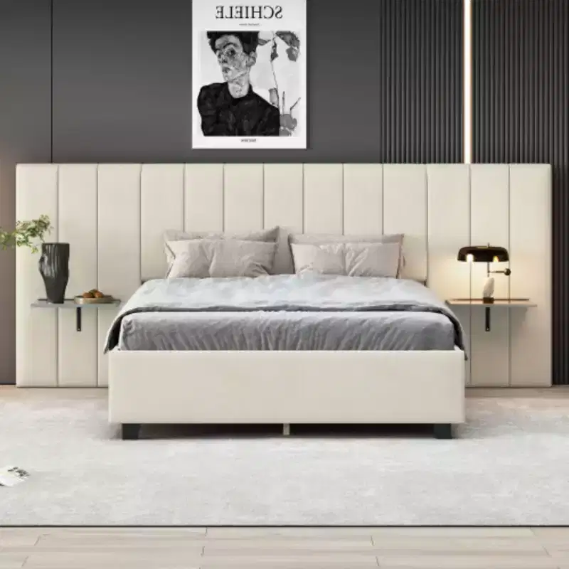 Queen Size Upholstered Platform Bed with Tall Headboard – 47.8