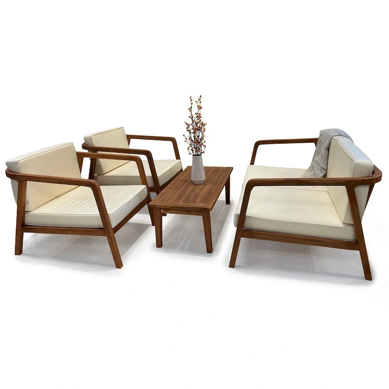 LuXeo Sumatra Teak Deep Seating Set - 4 Person