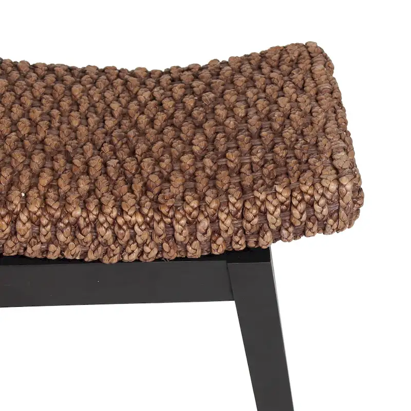 Handwoven Natural Wicker And Teak Wood Bench by East at Main