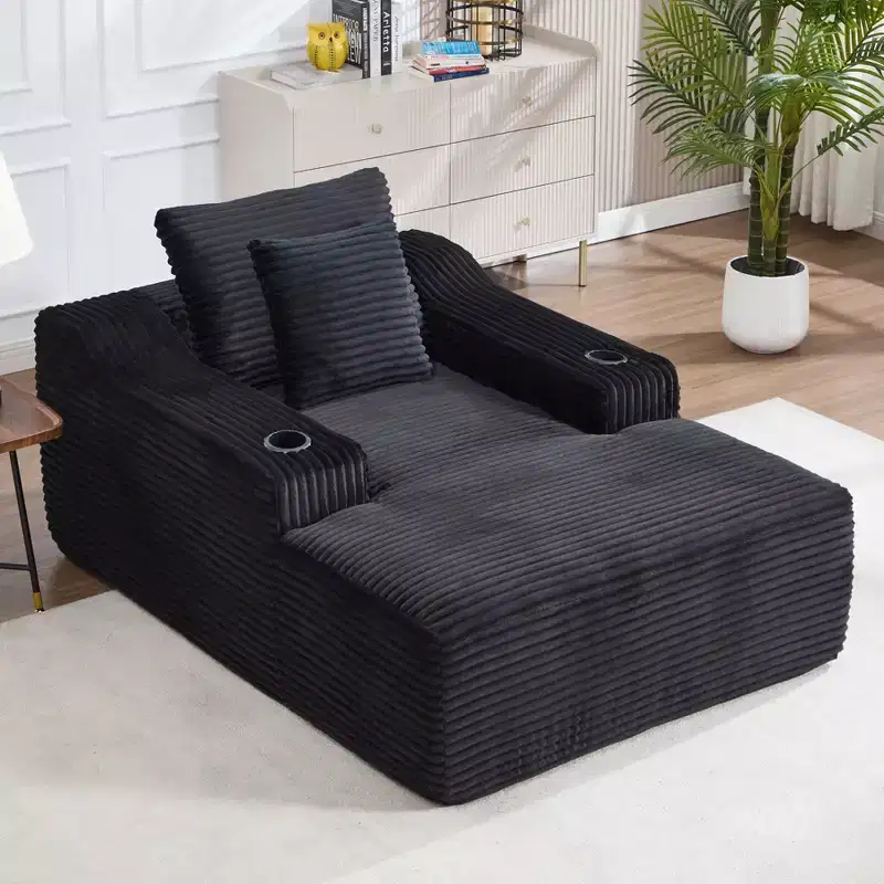 67'' Chaise Lounge Chair, Indoor Sleeper Sofa Bed with 2 Pillows, Boneless Single Sofa Couch for Living Room, No Assembly Required