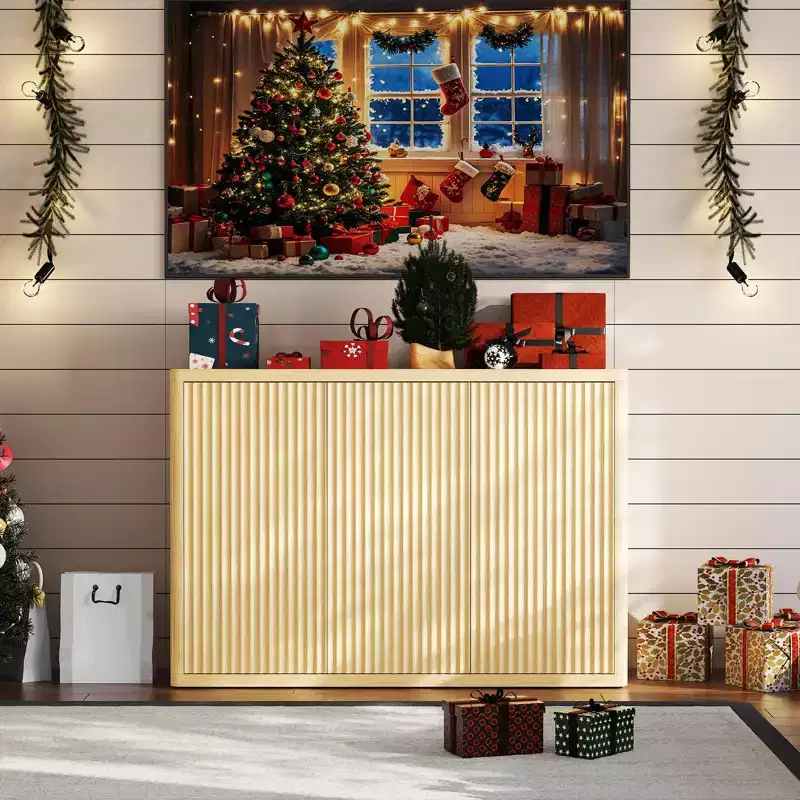 46.7 Sideboard Buffet Cabinet, Entryway Coffee Bar Cabinet, Media Console Table, Wooden Floor Cupboard Cabinet for Kitchen Living Room