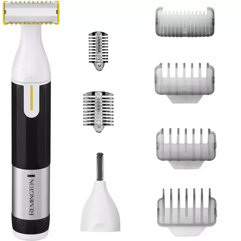 Remington Omniblade Face & Body Razor for Men, 100% Waterproof, Rechargeable, Removable Head, 35mm Blade, 7 Attachments (Combs & Micro Trimmer)