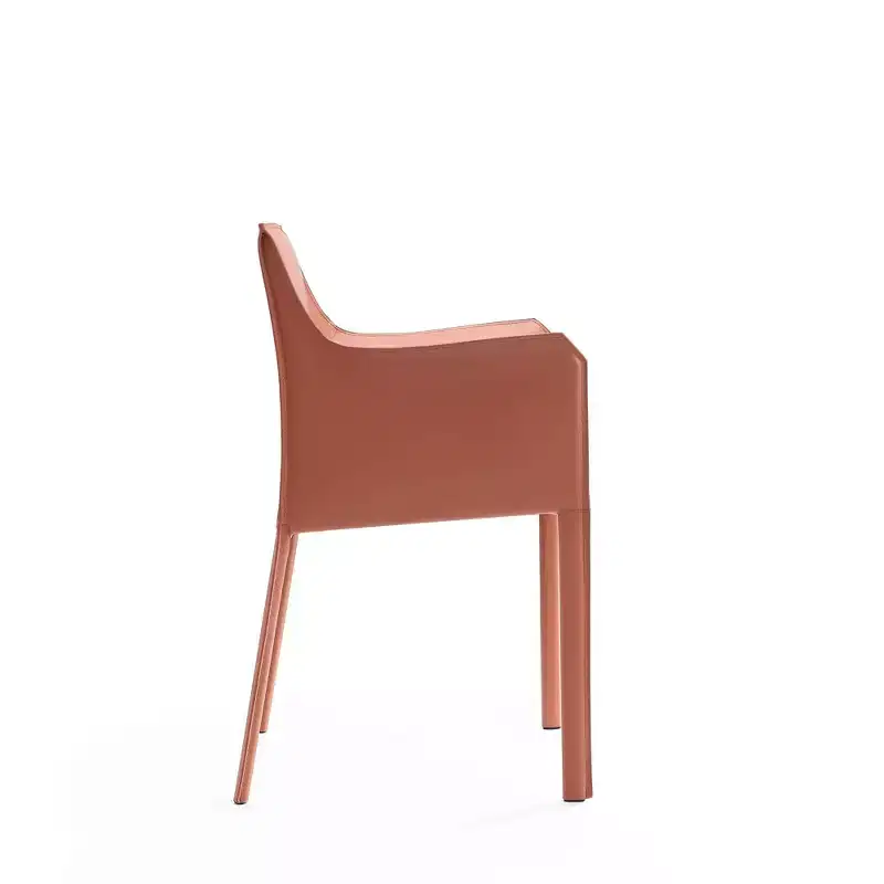 Saddle Faux Leather Armchair Modern Dining Chair Metal Frame Fully Assembled