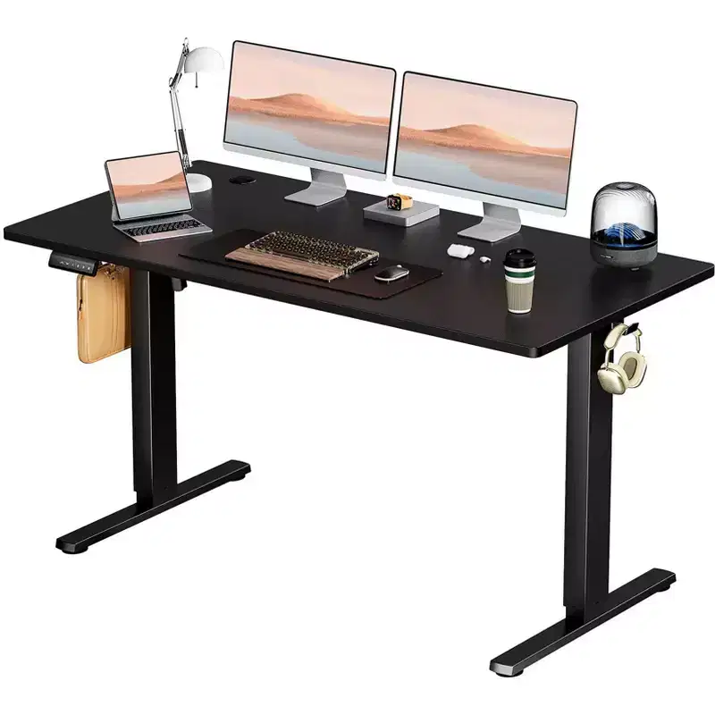 Ergonomic Height Adjustable Electric Standing Desk with T-Shaped Metal Frame and Memory Presets, 55