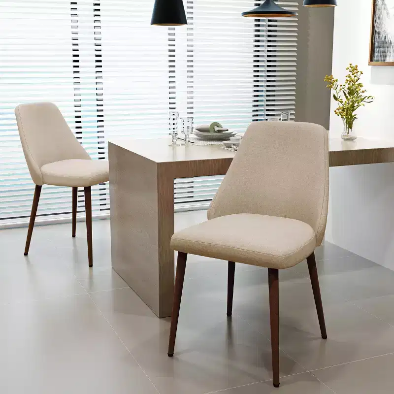 GDFStudio Fira Mid-Century Modern Upholstered Dining Chairs wiith Iron Legs (Set of 2)