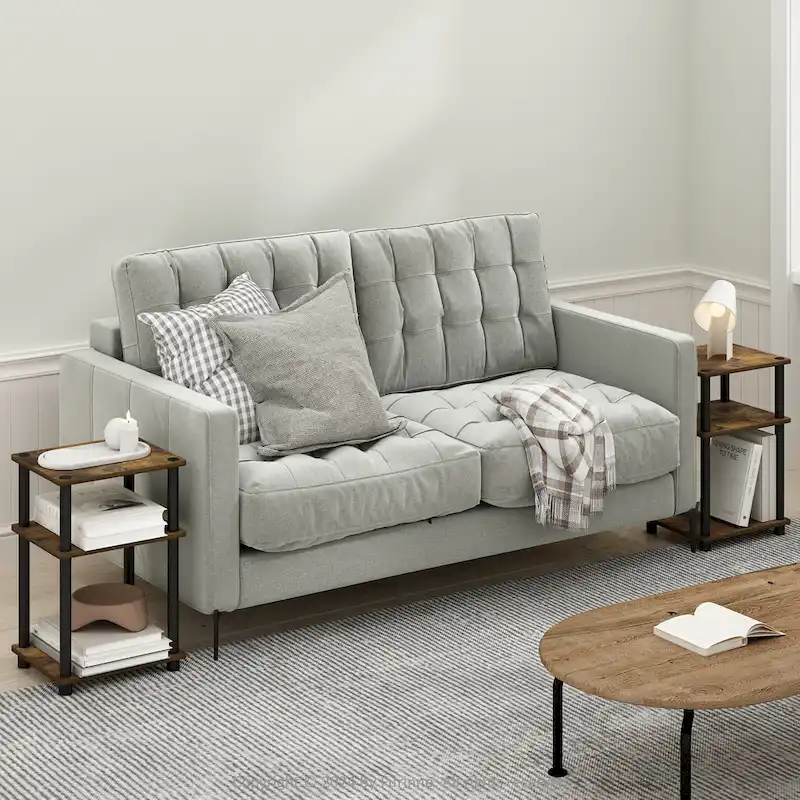 3-Tier End Table, Sonoma Oak/White, No-Tools Assembly, 1-Person
