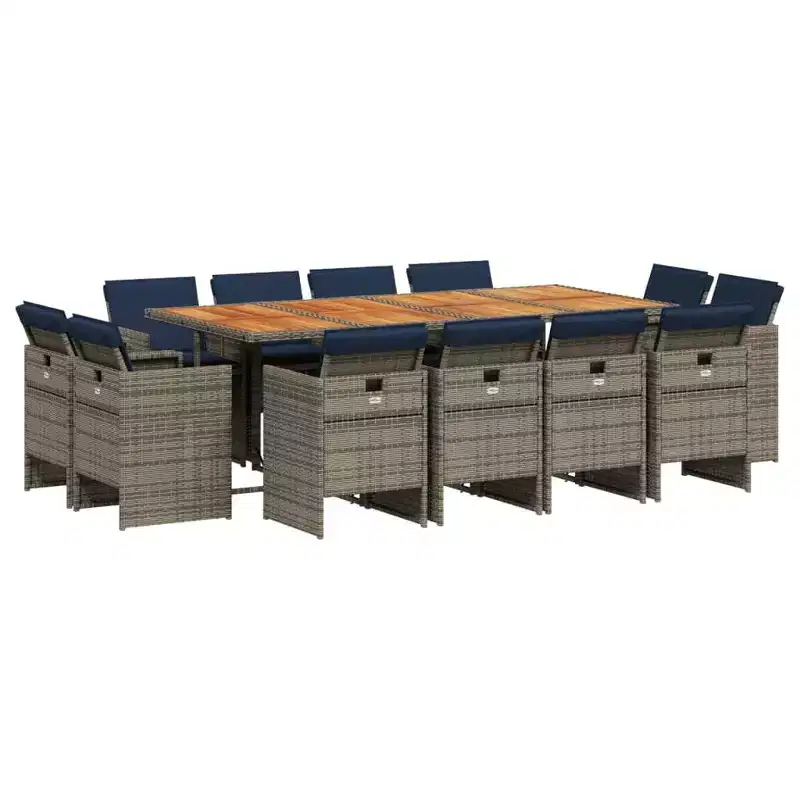 vidaXL Patio Dining Set Set of 12 Grey, Brown, Navy Blue