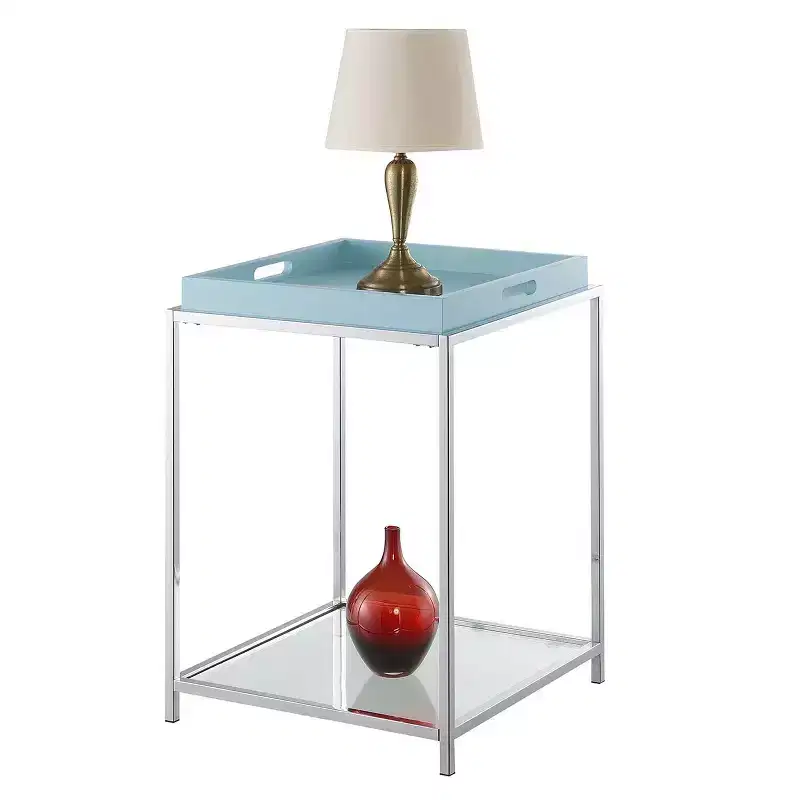 24 in.H Blue Color Rectangle Metal Table Top End Table
