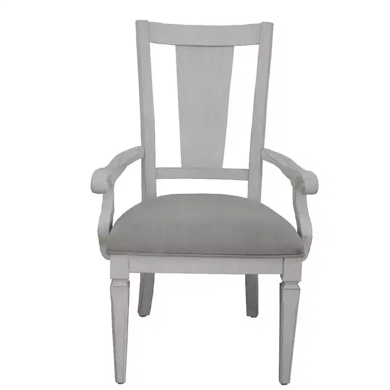 Linen Upholstered Dining Armchair with Slat Back – 42