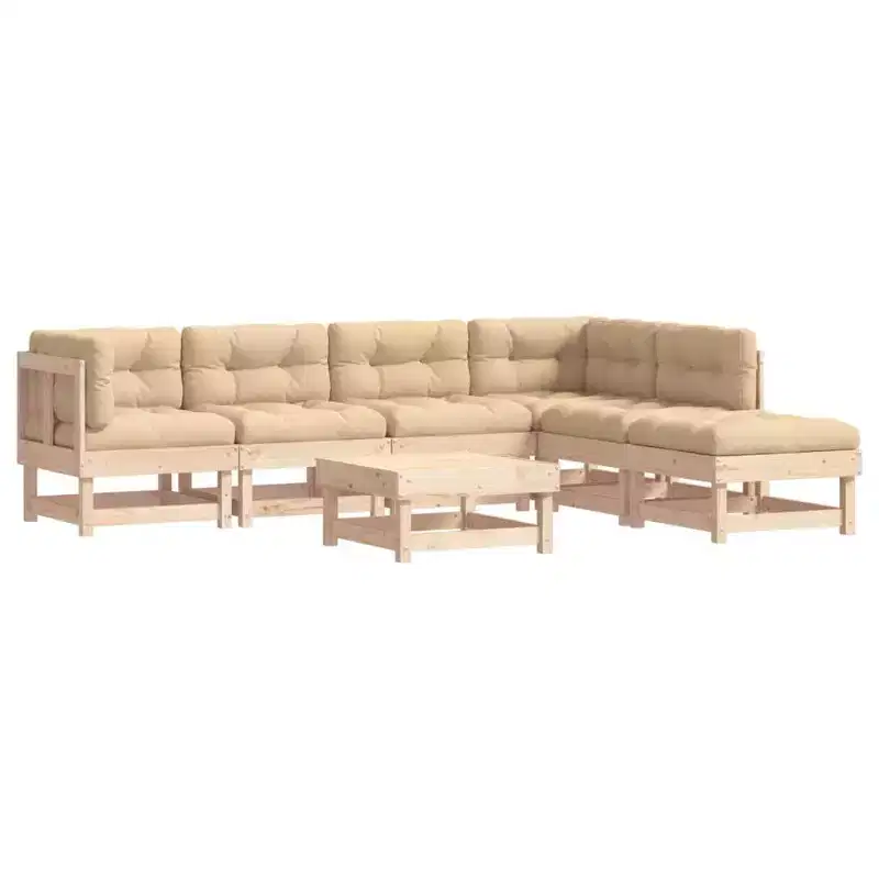 vidaXL Garden Lounge Set with Cushions and Strong Pine Wood Build