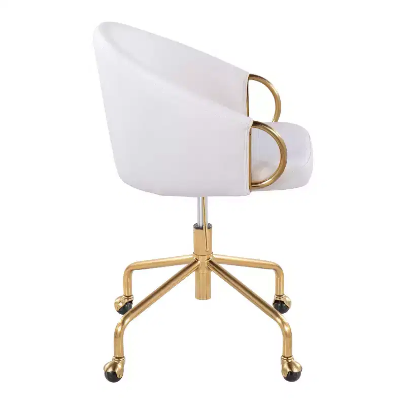 Claire Task Chair Gold/White PU