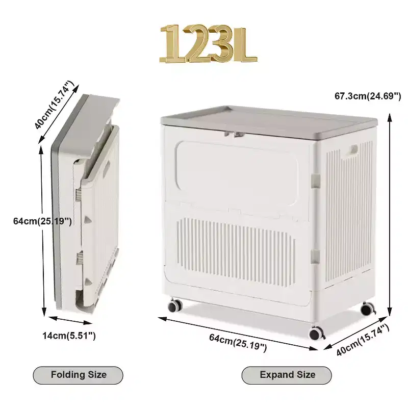 2 Pack Large Rolling Laundry Hamper with Lid, 123L Collapsible Plastic Clothes Basket with Wheels, No-Install Organizer for Home Laundry Room