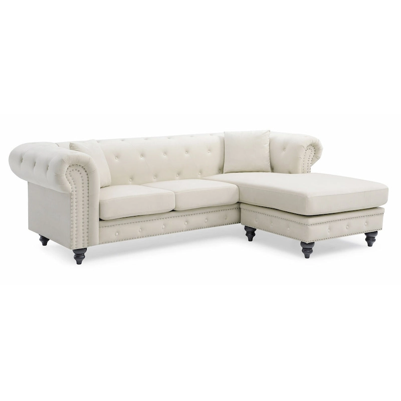 Nola 98 in. 3-Seater Velvet Sofa with 2-Throw Pillow - 98L x 37W x 31H