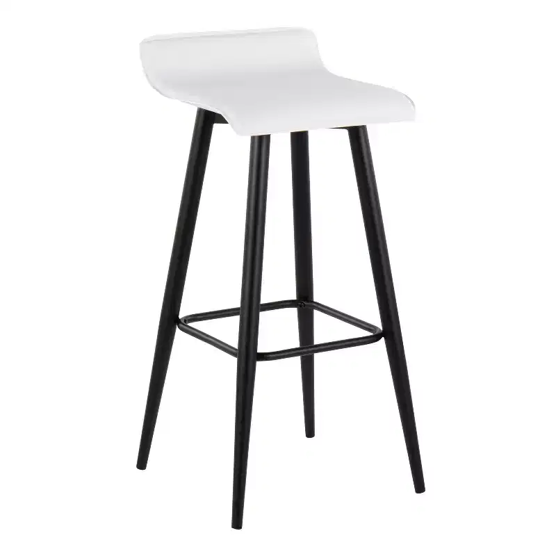 Set of 2 Ale Faux Leather/Steel Barstools Black/White - LumiSource: Upholstered Rectangle, Fixed Height, 250lbs Capacity