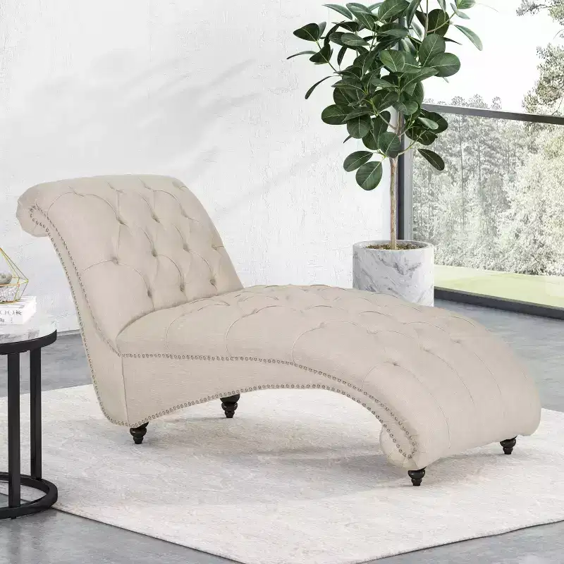 Varnell Contemporary Fabric Chaise Lounge with Turned Legs - Christopher Knight Home
