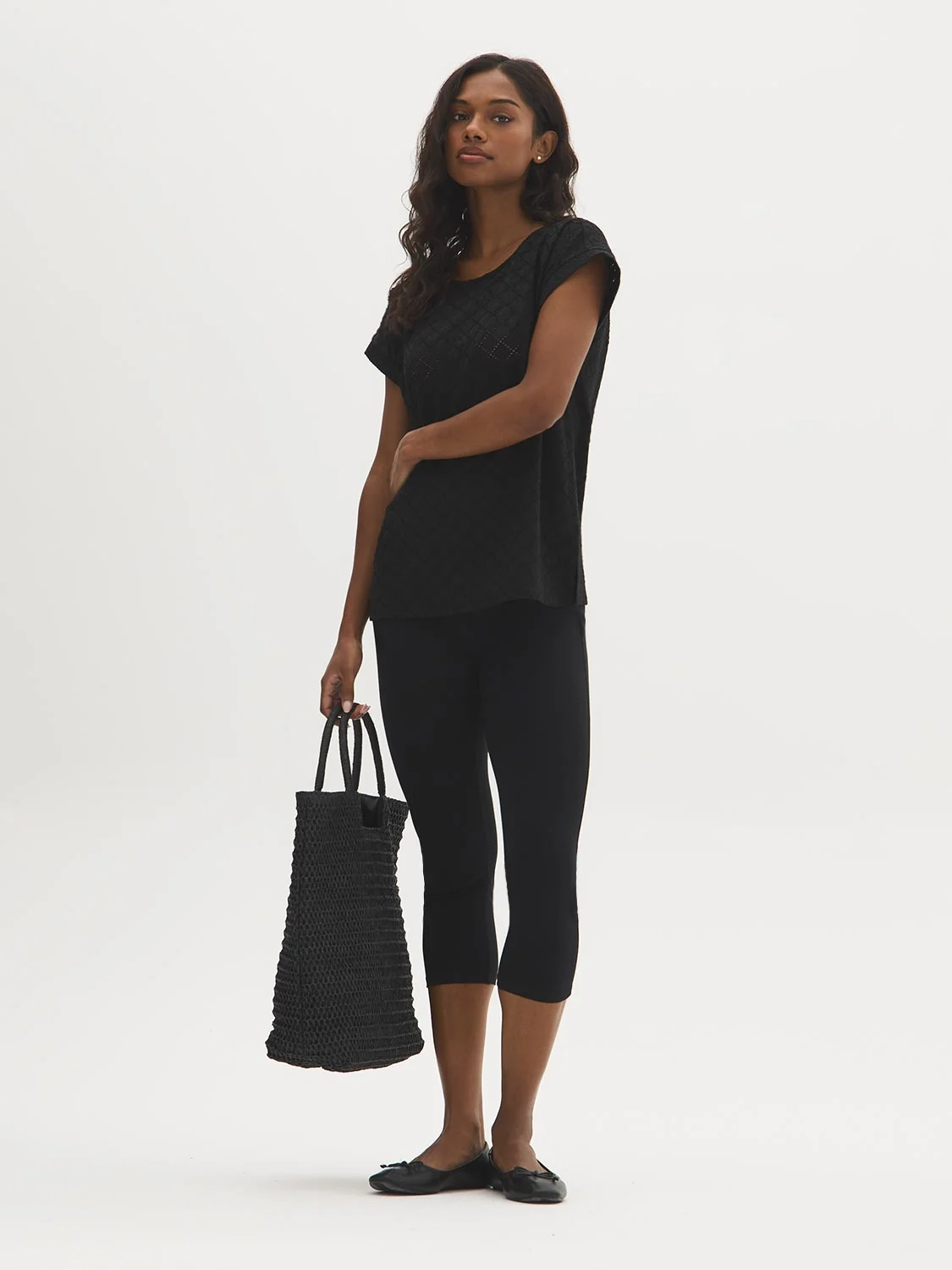 Eyelet Dolman Sleeve Tee