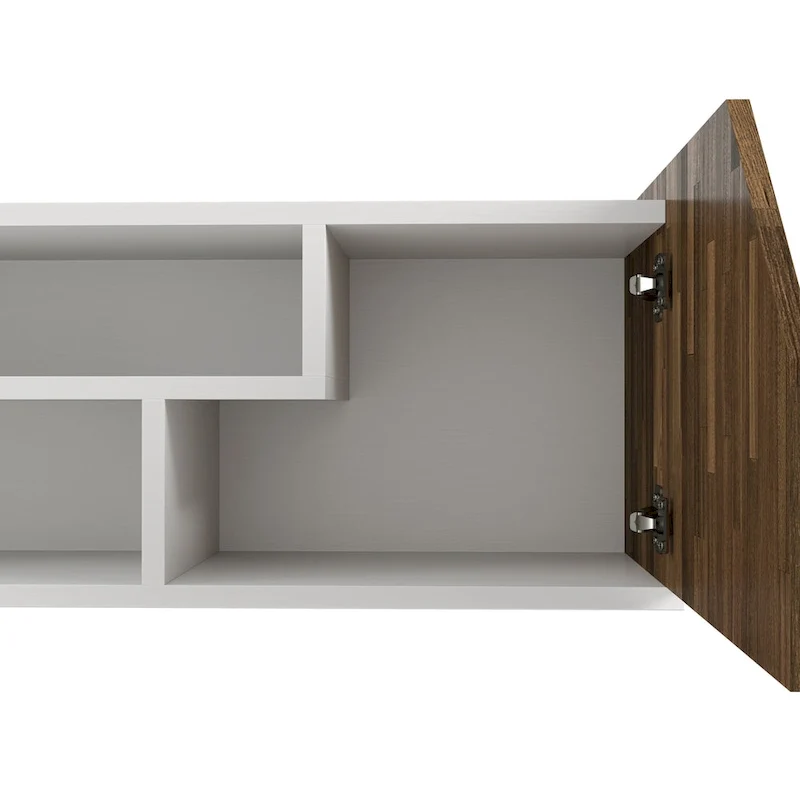 DH BASIC Transitional White 61-inch Two-tone 4-Shelf Floating TV Stand by Denhour