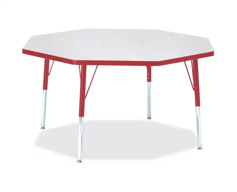 Jonti-Craft Berries Elementary Height Color Edge Octagon Table 48 x 48 in Red